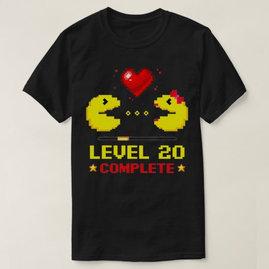 Niveau 20 Complete Gamers 20th Wedding Jubileum T-shirt (Design voorkant)