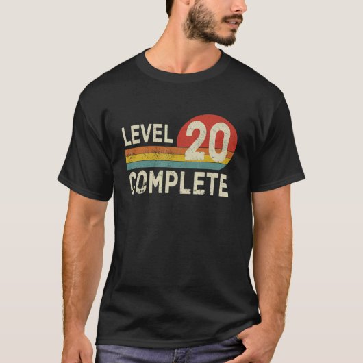 Niveau 20 complete videogamers met Retro ca. 20e A T-shirt (Voorkant)