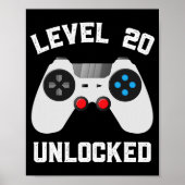 Niveau 20 Ontgrendeld Grappig 20ste bruiloft Jubil Poster (Voorkant)