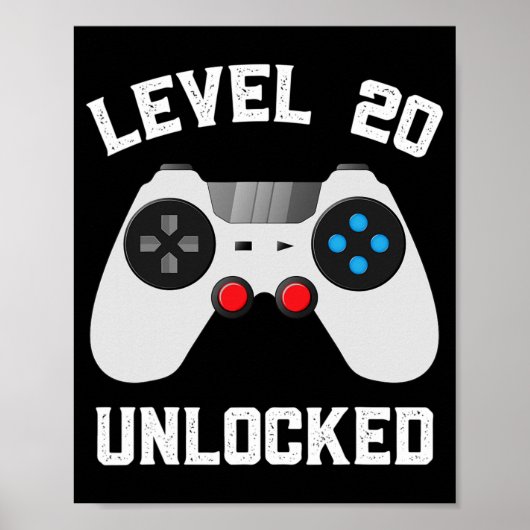 Niveau 20 Ontgrendeld Grappig 20ste bruiloft Jubil Poster (Voorkant)