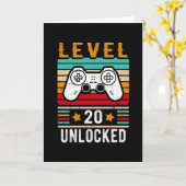 Niveau 20 Ontgrendeld Verjaardag Retro Gamer Fun Kaart (Gele Bloem)