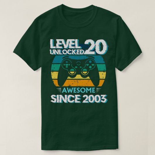 Niveau 20 Unlocked Geweldige 2003 20ste Verjaardag T-shirt (Design voorkant)