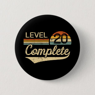 Niveau 20 Volledig  20e bruiloft Jubileum Ronde Button 5,7 Cm