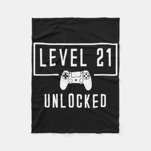 Niveau 21 21e jaar ontgrendelde videogame Gamer Bd Fleece Deken