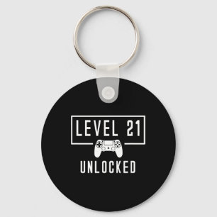 Niveau 21 21e jaar ontgrendelde videogame Gamer Bd Sleutelhanger