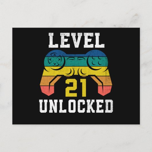 Niveau 21 niet-vergrendeld, 21ste gamer, verergerd briefkaart (Voorkant)