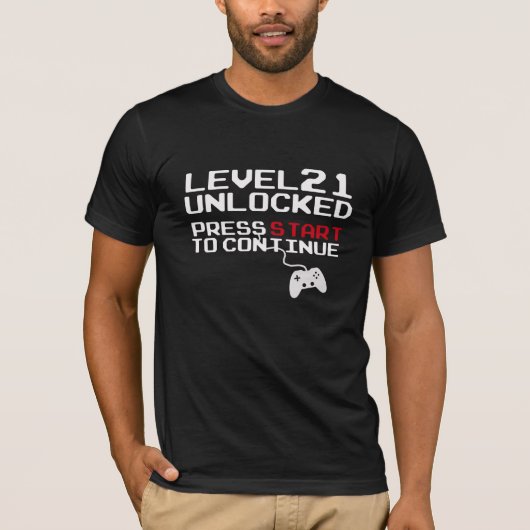 NIVEAU 21 ONLOCKED Video Game 21st Birthday T-shir T-shirt (Voorkant)