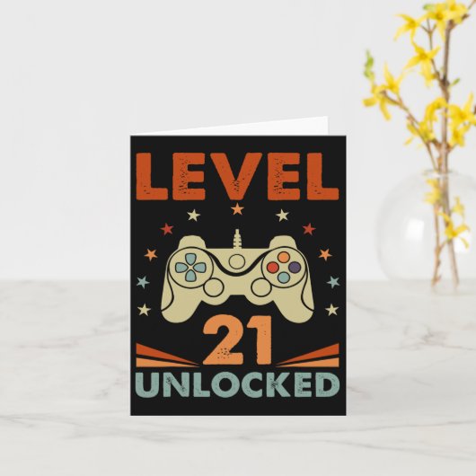 Niveau 21 Onvergrendelde videogamer 21e verjaardag Kaart (Gele Bloem)