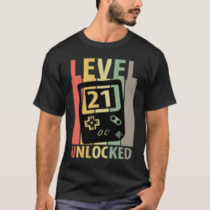 Niveau 21 onvergrendelde videogamer 21e verjaardag t-shirt