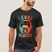 Niveau 21 Unlocked Verjaardag  Gamer 21e Geboorte T-shirt (Voorkant)