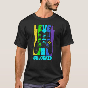Niveau 22 ontgrendeld 22 jaar oude Mannen Gamer 22 T-shirt