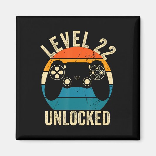 Niveau 22 ontgrendeld videospel 22e Birthday Gamer Magneet (Voorkant)
