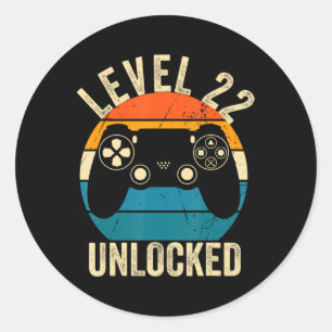 Niveau 22 ontgrendeld videospel 22e Birthday Gamer Ronde Sticker