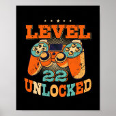 Niveau 22 onvergrendelde Birthday Mannen Gamer 22n Poster (Voorkant)