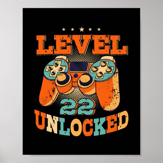 Niveau 22 onvergrendelde Birthday Mannen Gamer 22n Poster (Voorkant)