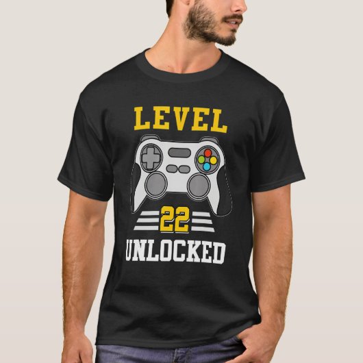 Niveau 22 onvergrendelde grappige videogame 22e ve t-shirt (Voorkant)