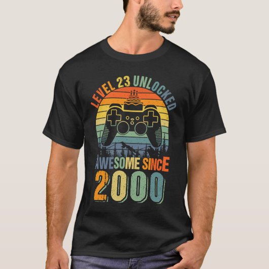 Niveau 23 23e Birthday Gamer 2000 jongens G T-shirt (Voorkant)