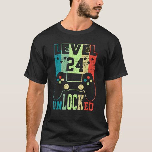 Niveau 24 onvergrendeld Shirt Funny Video Gamer 24 (Voorkant)