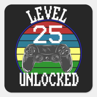Niveau 25 Ontgrendeld Grappig 25e Verjaardag Gift Vierkante Sticker