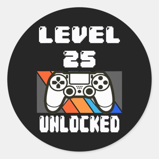 Niveau 25 Onvergrendelde videogame 25th Birthday-c Ronde Sticker (Voorkant)