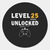 Niveau 25 Onvergrendelde videogamer 25e verjaardag Ronde Sticker (Voorkant)