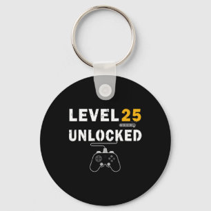 Niveau 25 Onvergrendelde videogamer 25e verjaardag Sleutelhanger