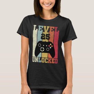 Niveau 25 Onvergrendelde videogamer 25e verjaardag T-shirt