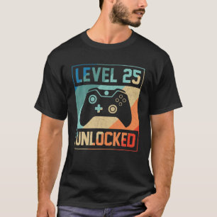 Niveau 25 Onvergrendelde videogamer 25th Birthday- T-shirt