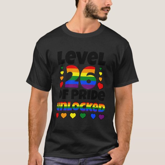 Niveau 26 van Pride Unlocked Rainbow LGBT 26e gebo T-shirt (Voorkant)