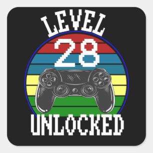 Niveau 28 Ontgrendeld Funny 28th Birthday Gift-ide Vierkante Sticker