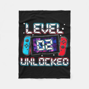 Niveau 2 ontgrendelde gamer 2e verjaardag cadeau v fleece deken