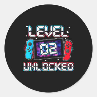 Niveau 2 ontgrendelde gamer 2e verjaardag cadeau v ronde sticker