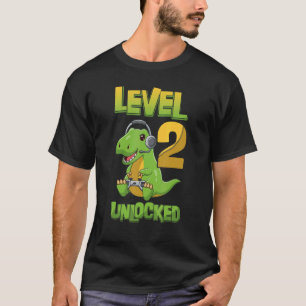 Niveau 2 ontgrendelde geboortedag Dinosaur 2 jaar  T-shirt