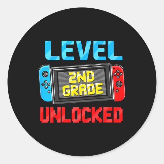 Niveau 2e klas ontgrendeld terug naar school eerst ronde sticker (Voorkant)