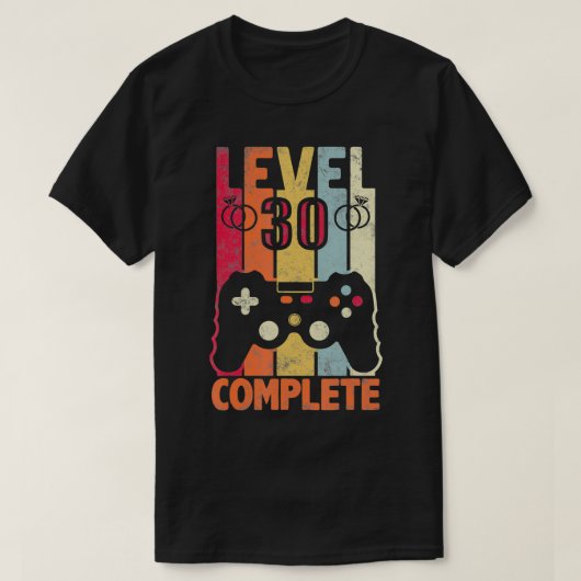 Niveau 30 Complete video Gamer 30th Wedding Annive T-shirt (Design voorkant)