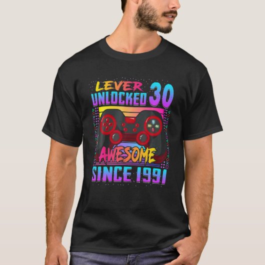 Niveau 30 niet-vergrendeld Geweldige sinds 1991 30 T-shirt (Voorkant)