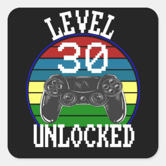 Niveau 30 Ontgrendeld Funny 30th Birthday Gift-ide Vierkante Sticker