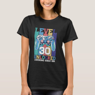 Niveau 30 Ontgrendeld Videogame Grappig 30e Verjaa T-shirt