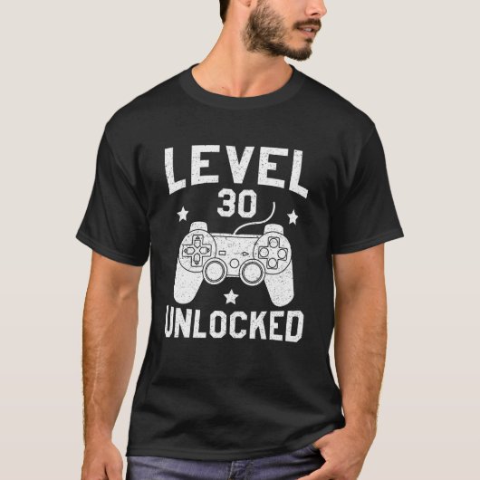 Niveau 30 onvergrendelde gamer 30th Birthday Bday  T-shirt (Voorkant)