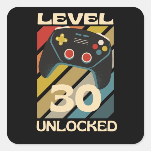 Niveau 30 onvergrendelde games vierkante sticker (Voorkant)