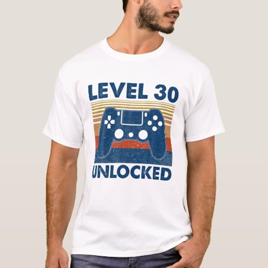 niveau 30 onvergrendelde grappige videogamer 30Th T-shirt (Voorkant)