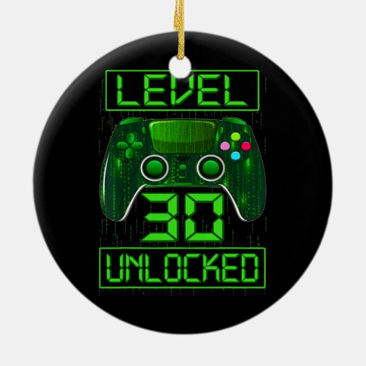 Niveau 30 onvergrendelde grappige videokamer 30e v keramisch ornament (Achterkant)
