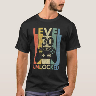 Niveau 30 onvergrendelde grappige videokamer 30e v t-shirt
