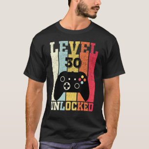 Niveau 30 onvergrendelde grappige videokamer 30e v t-shirt