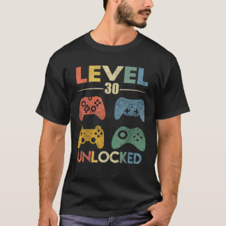 Niveau 30 onvergrendelde grappige videokamer 30e v t-shirt