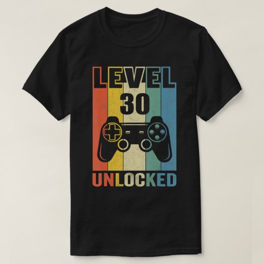 Niveau 30 onvergrendelde grappige videokamer 30e v t-shirt (Design voorkant)