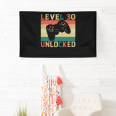 Niveau 30 onvergrendelde videogamer 30e verjaardag spandoek (Insitu)