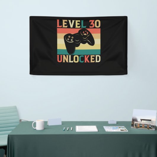 Niveau 30 onvergrendelde videogamer 30e verjaardag spandoek (Beurs)