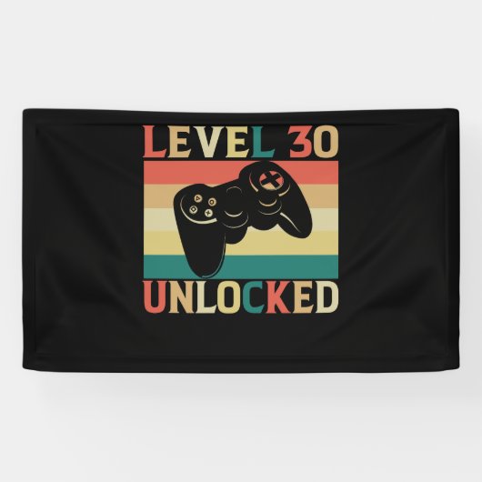Niveau 30 onvergrendelde videogamer 30e verjaardag spandoek (Horizontaal)