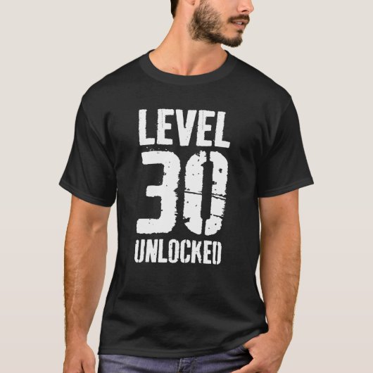 Niveau 30 onvergrendelde videogamer 30e verjaardag t-shirt (Voorkant)